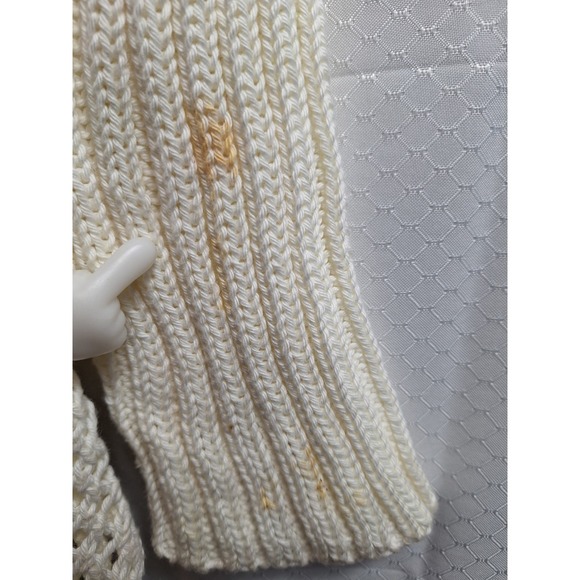 SOFT SURROUNDINGS Crochet Open Knit Sweater Sz M White Black Pockets Lagenlook - Picture 3 of 7